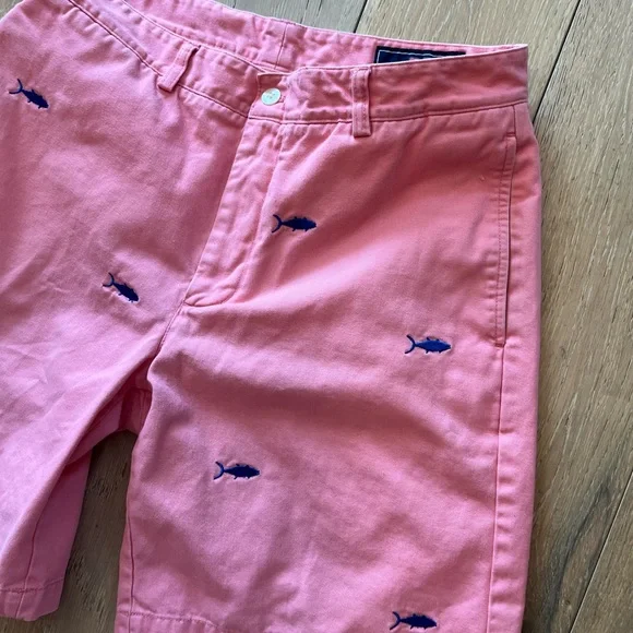 VINEYARD VINES Shep & Ian Club Shorts Pink w Blue Swordfish Pockets Sz 32 - Picture 10 of 10
